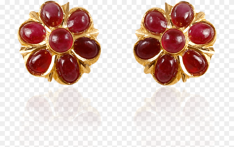 Blooming Ruby Flower Earrings Earrings, Accessories, Jewelry, Earring, Gemstone Png Image