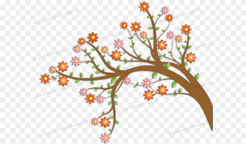 Blooming Tree Branch With Flowers And Leaves, Art, Floral Design, Graphics, Pattern Png