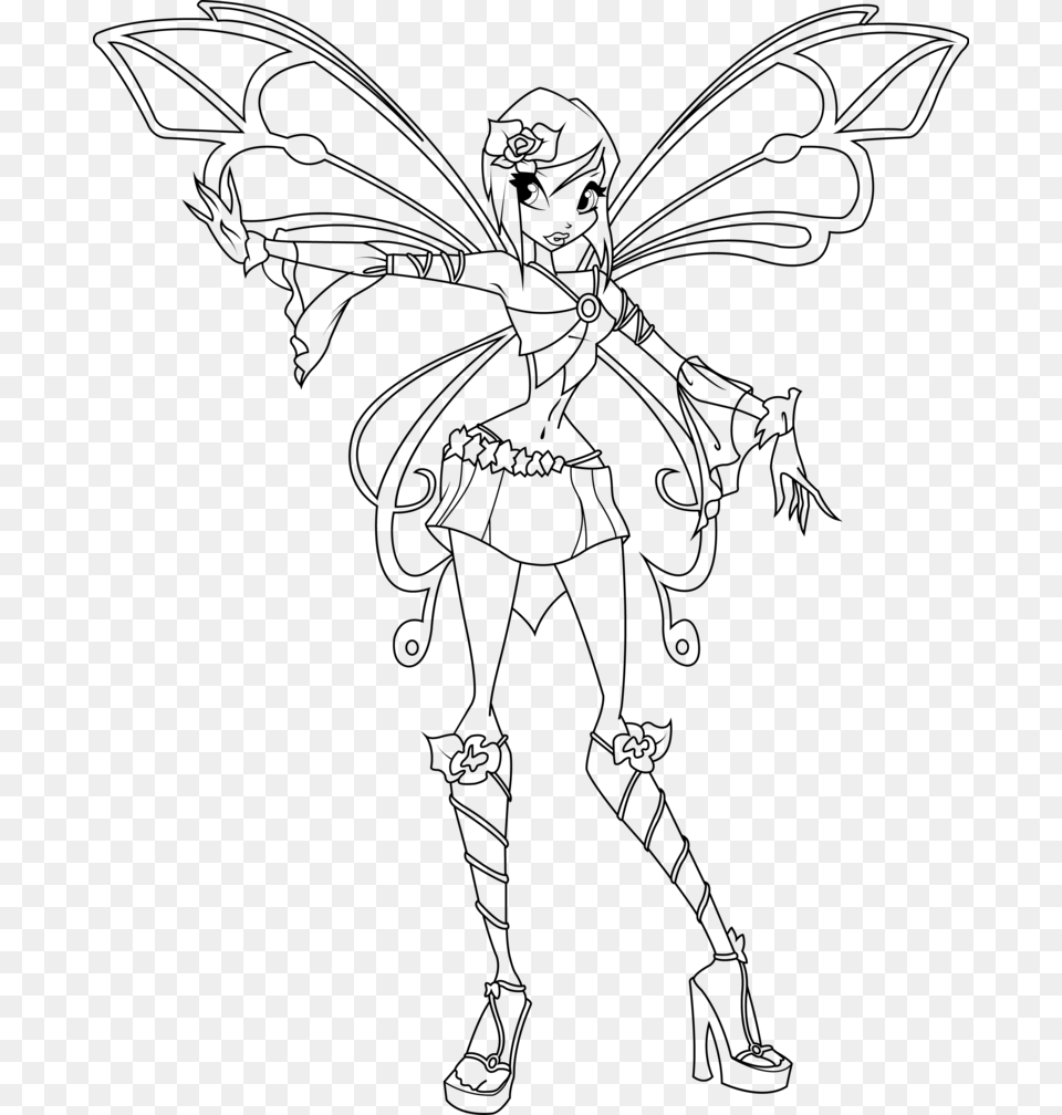 Bloomix Winx Coloring Pages, Gray Free Png