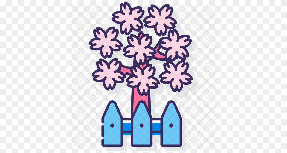 Blossom Garden Icon Of Colored Outline Cherry Blossom, Outdoors, Nature, Pattern, Graphics Png Image