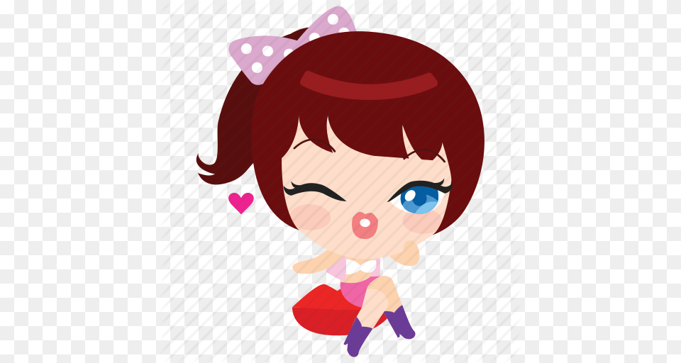 Blow Cartoon Date Emoji Girl Girlfriend Kiss Icon, Baby, Person, Face, Head Free Png Download