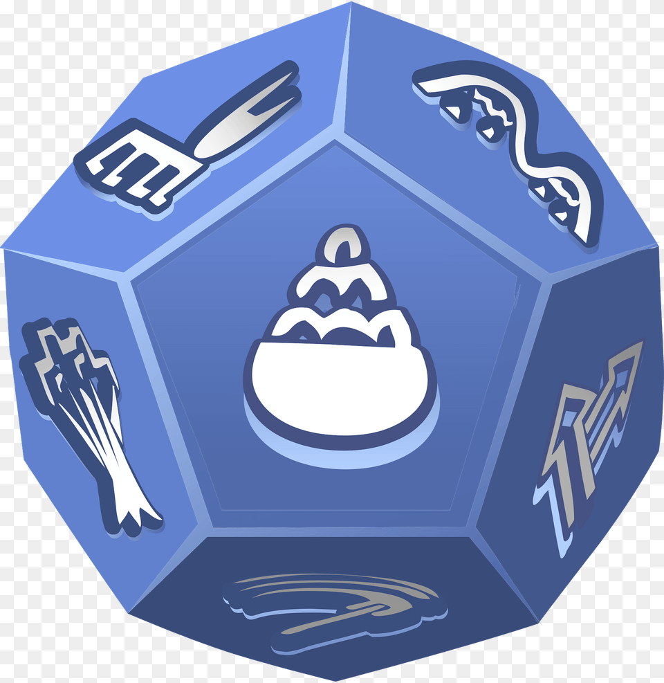 Blue 12 Sided Dice Clipart, Ball, Cutlery, Football, Soccer Png Image