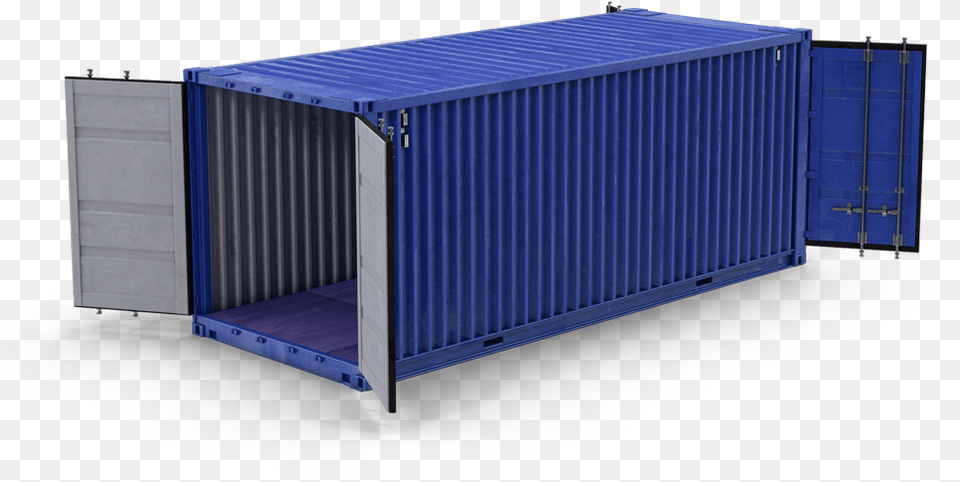 Blue 20 Foot Double Entry Portable Storage Container Shipping Container, Shipping Container, Hot Tub, Tub, Cargo Container Png
