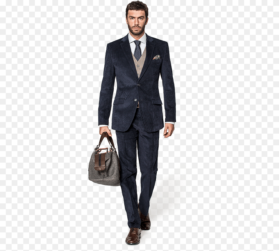 Blue 3 Piece Corduroy Suit Cappotto Doppiopetto Uomo, Jacket, Formal Wear, Coat, Clothing Free Png