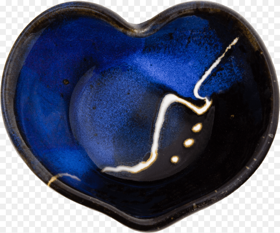 Blue Amp Black Handmade Pottery Heart Bowl With White Heart, Dish, Food, Meal, Art Png Image