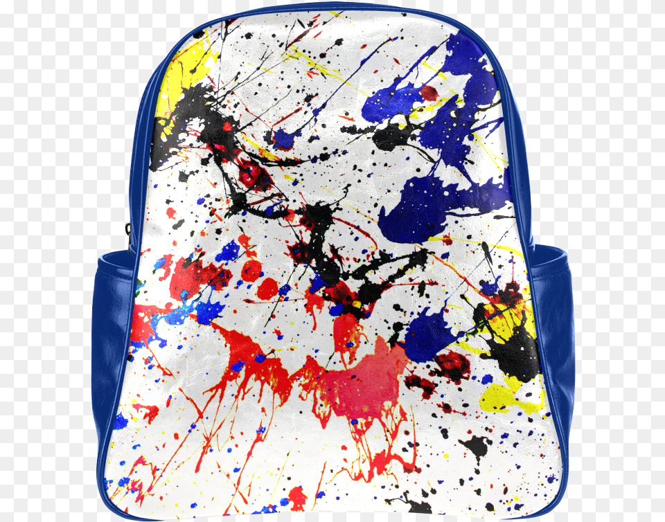 Blue Amp Red Paint Splatter Multi Pockets Backpack Bag With Paint Splatters Png Image