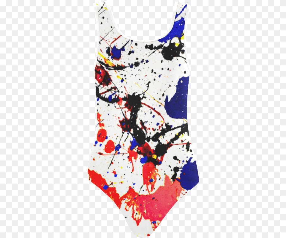 Blue Amp Red Paint Splatter Vest One Piece Swimsuit Swim Brief, Clothing, Swimwear, Tank Top, Adult Png Image