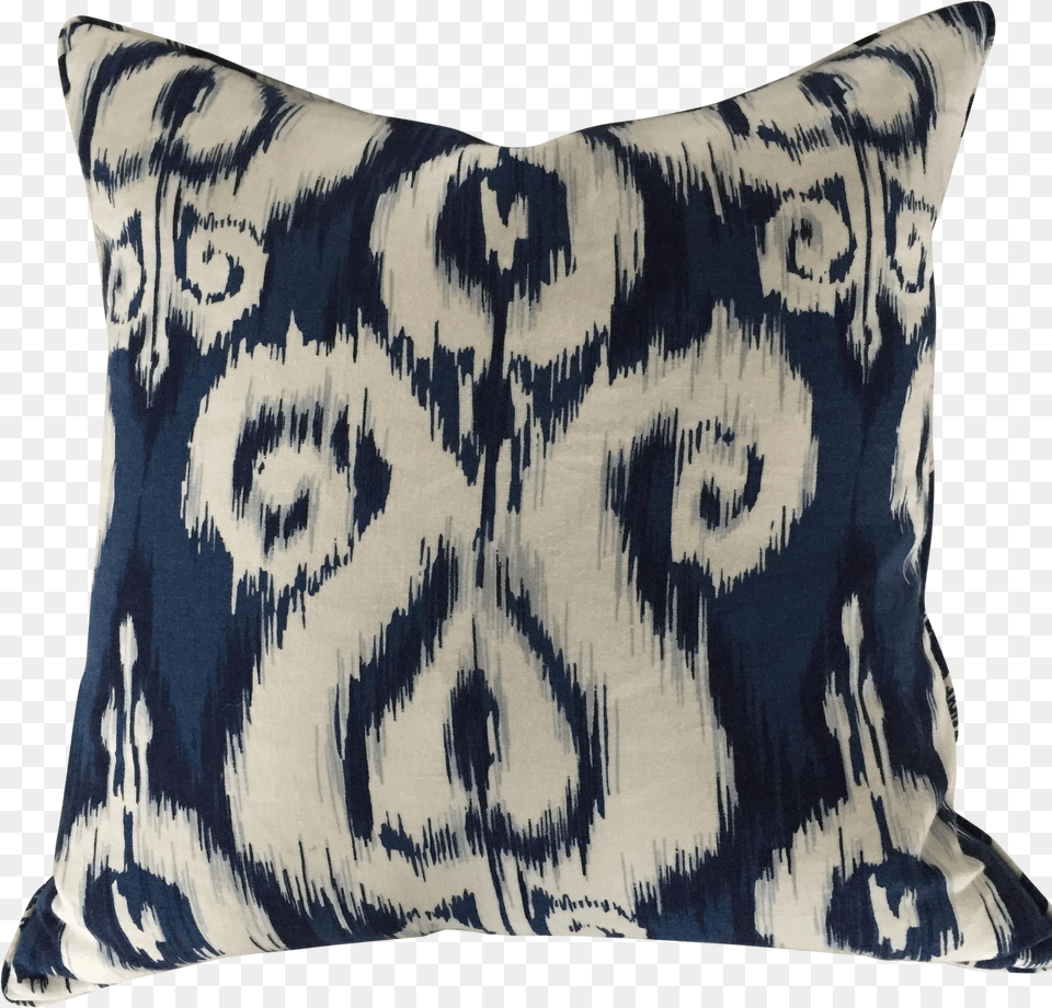 Blue Amp White Ikat Pillow On Chairish Cushion Png