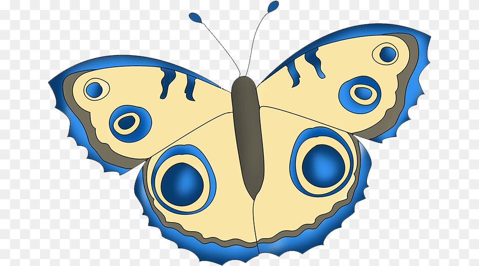 Blue And Beige Butterfly Drawing Aglais Io, Animal, Insect, Invertebrate, Moth Free Png