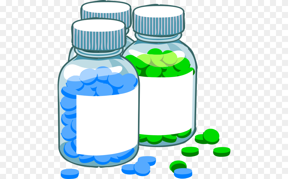 Blue And Green Pill Bottles Clip Art At Clker Vitamins And Supplements, Medication, Cake, Dessert, Food Free Png