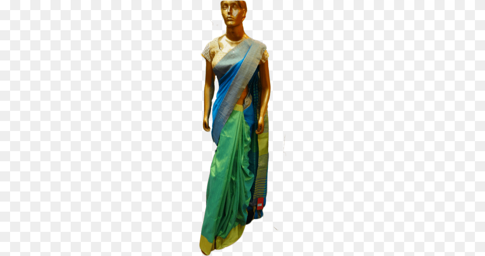 Blue And Green Saree Sari, Clothing, Adult, Female, Person Png Image