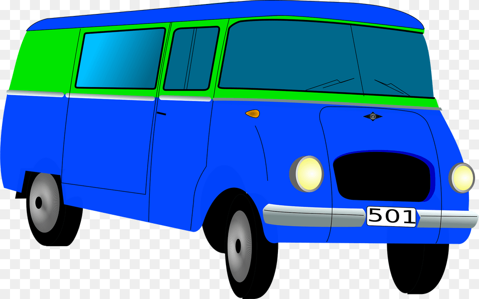 Blue And Green Van Clipart, Bus, Minibus, Transportation, Vehicle Png Image