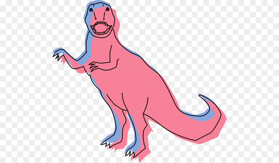 Blue And Pink Dinosaur Outline Art Clip Art, Animal, Reptile, T-rex, Kangaroo Free Transparent Png