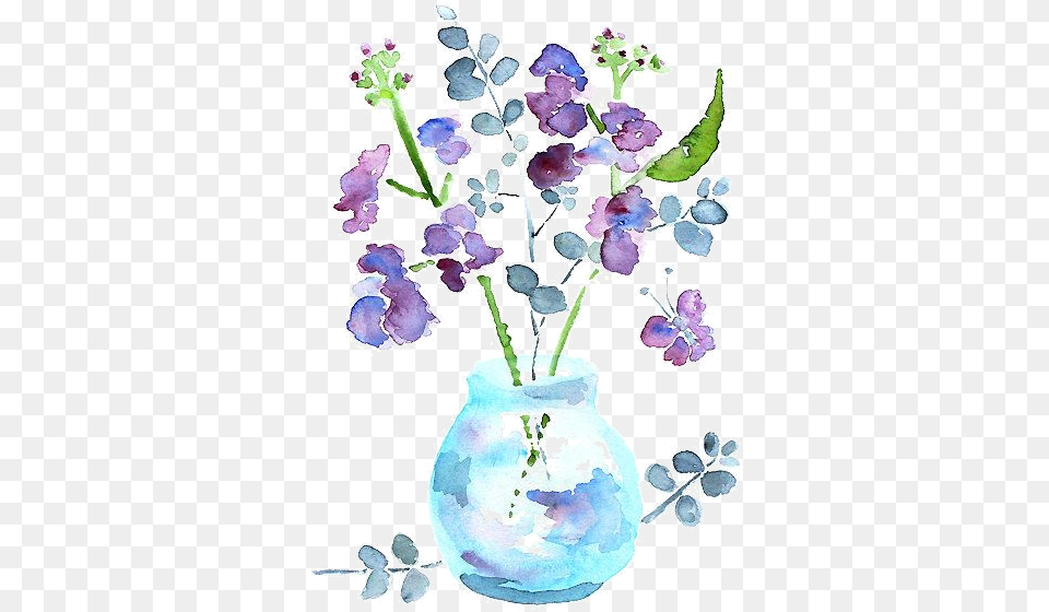 Blue And Purple Bathroom Decor, Jar, Pottery, Vase, Flower Free Png