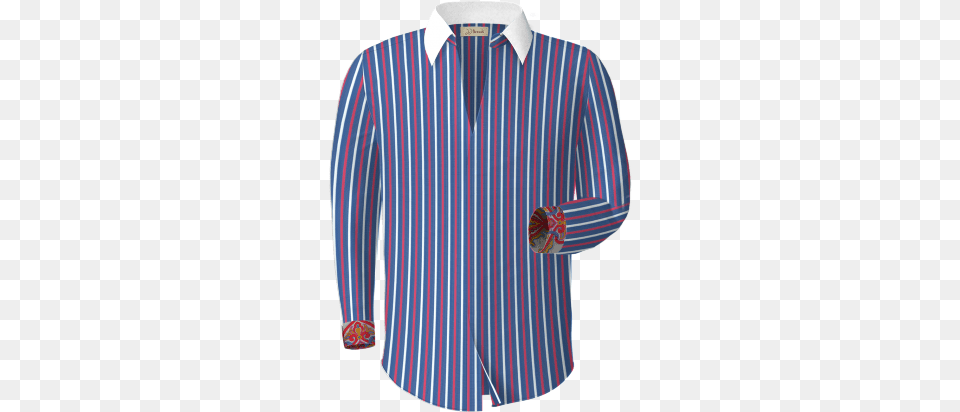 Blue And Red Stripe Dobby Frame Pocoyo Em, Clothing, Dress Shirt, Long Sleeve, Shirt Png