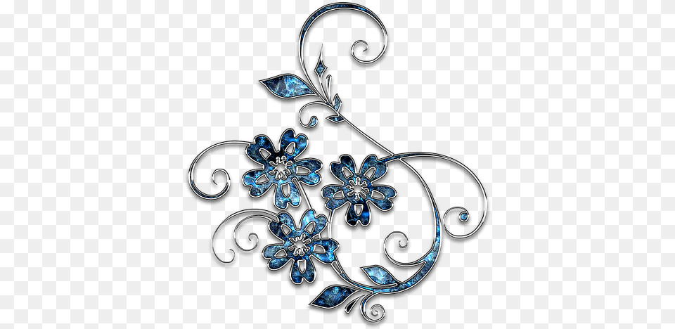 Blue And Silver Flower, Art, Floral Design, Graphics, Pattern Png Image