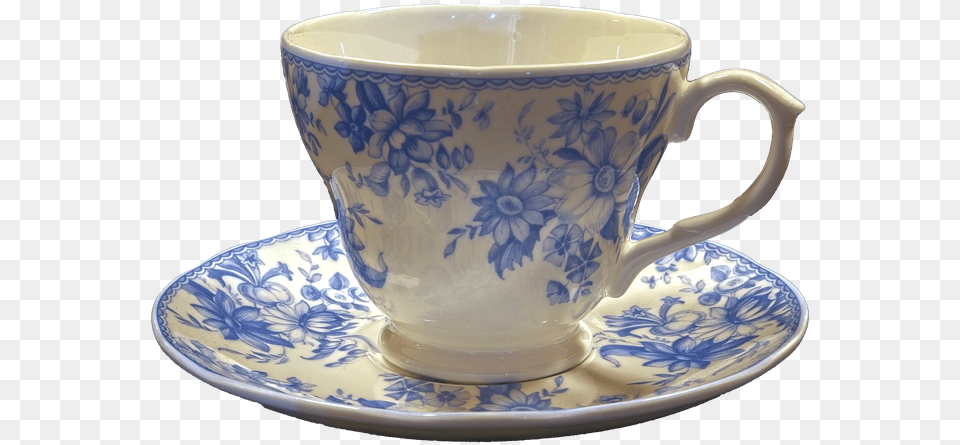 Blue And White China Cup Saucer Teacup Traditional Cup, Art, Porcelain, Pottery Png Image