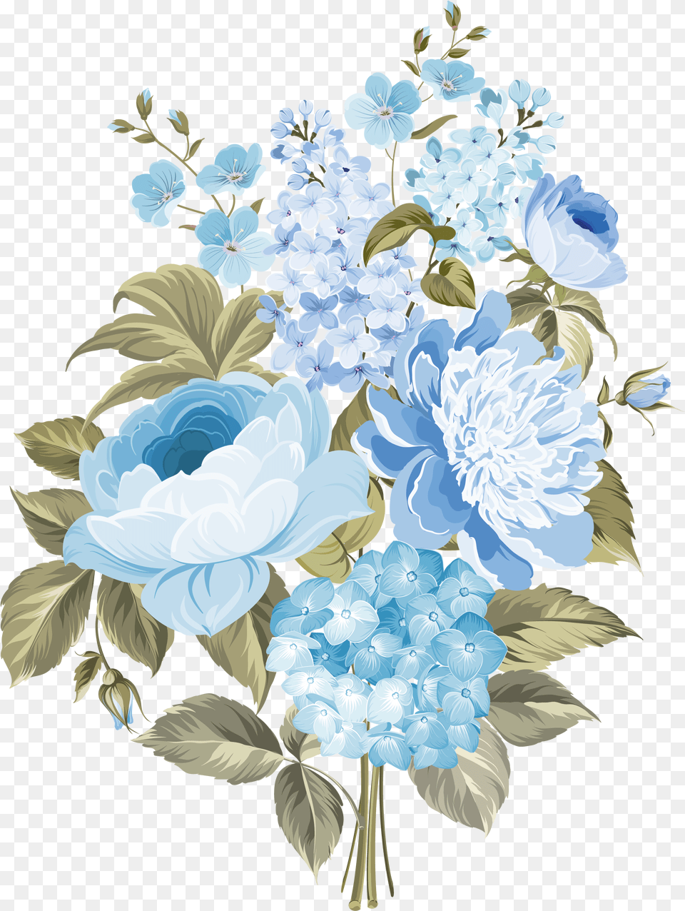 Blue And White Flowers Image White And Blue Flowers, Art, Floral Design, Graphics, Pattern Free Png