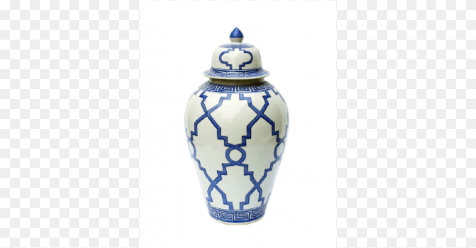 Blue And White Greek Key Grids Heaven Jar At Belleandjune Vase, Art, Porcelain, Pottery, Urn Png Image