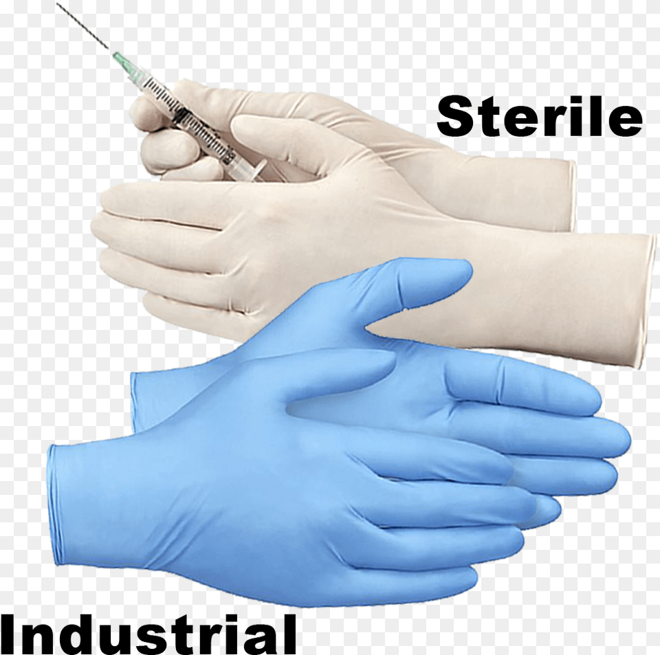 Blue And White Nitrile Rubber, Clothing, Glove, Device, Injection Free Png Download