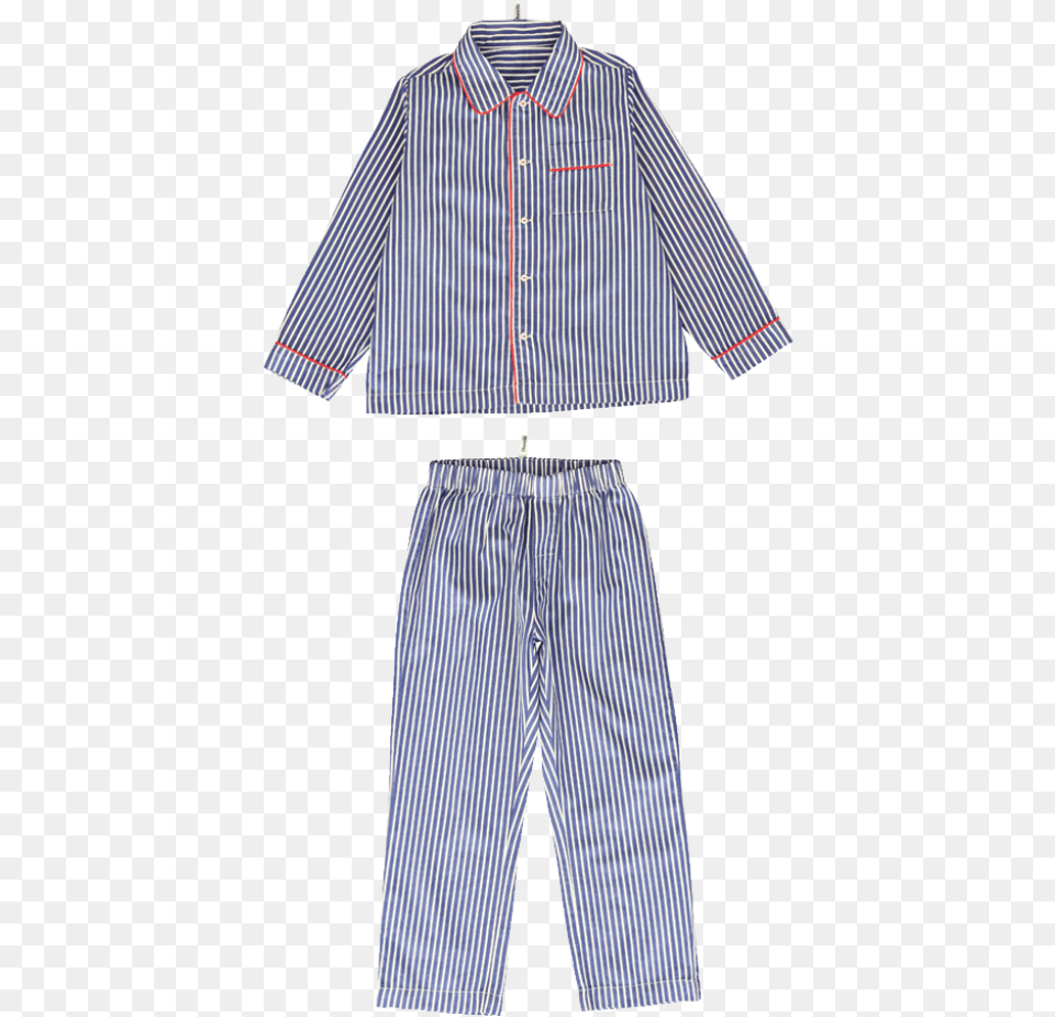 Blue And White Striped Pyjama With Red Piping Blauw Wit Gestreepte Pyjama, Clothing, Shirt, Skirt, Pajamas Free Png