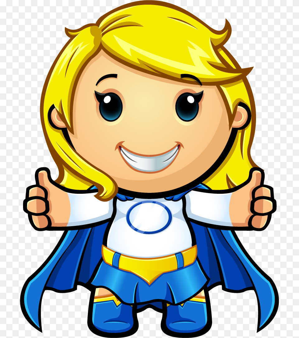 Blue And White Super Girl Girl Thumbs Up Cartoon, Book, Comics, Publication, Baby Free Transparent Png