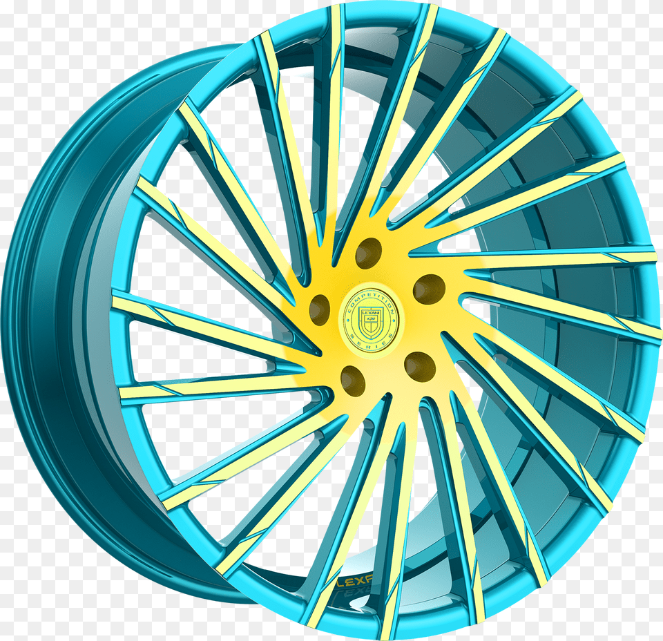 Blue And Yellow Finish, Alloy Wheel, Car, Car Wheel, Machine Png