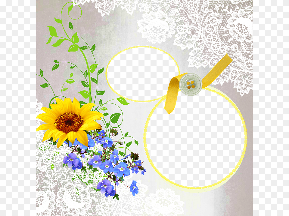 Blue And Yellow Flowers Photo Frame, Art, Floral Design, Flower, Graphics Free Png Download