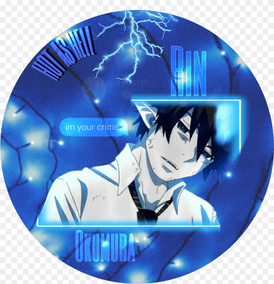 Blue Anime Aesthetic Rin Okumura Fictional Character, Adult, Male, Man, Person Png Image