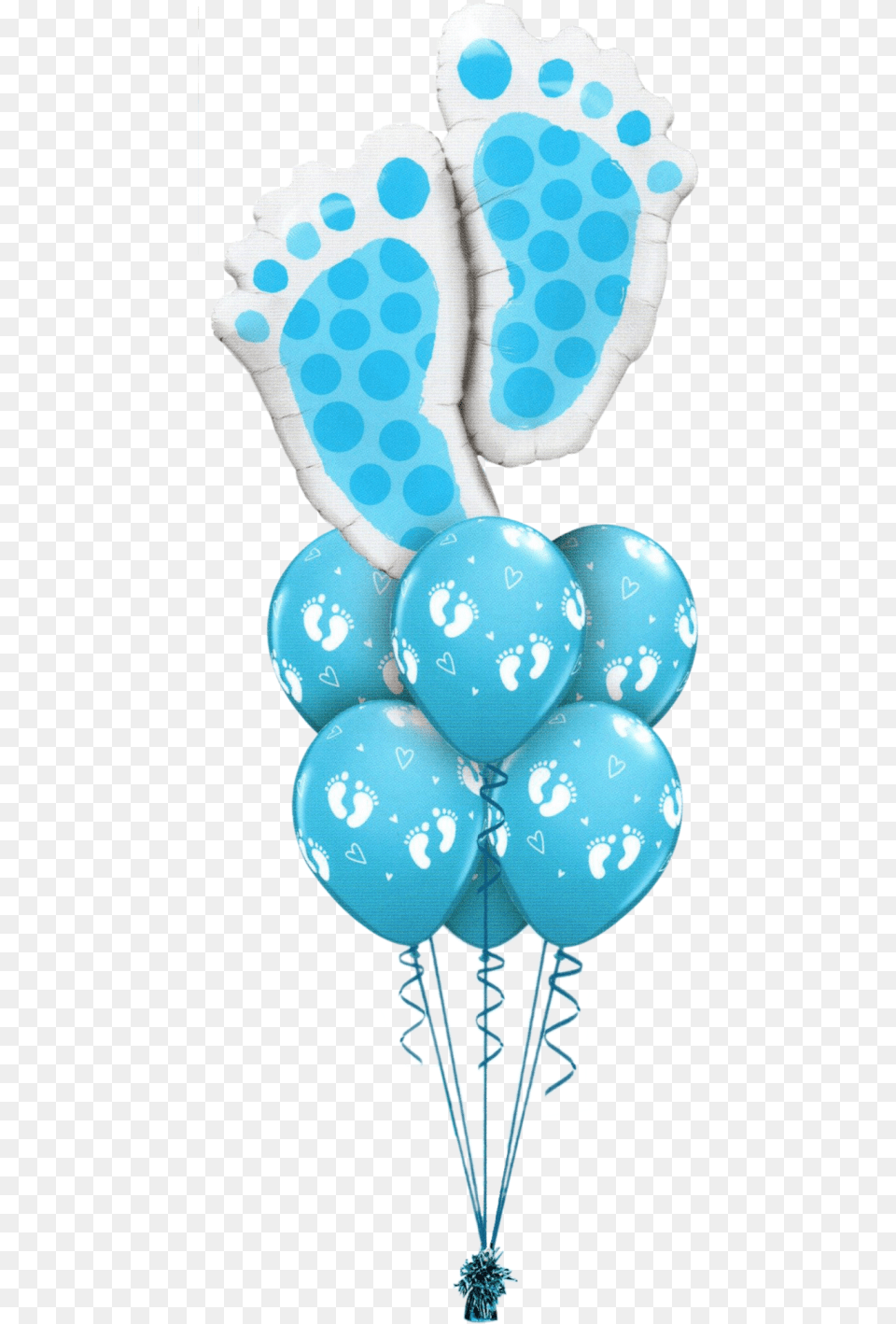 Blue Baby Footprint Luxury Balloon Bouquet Available Transparent Baby Boy Balloon, Turquoise Free Png