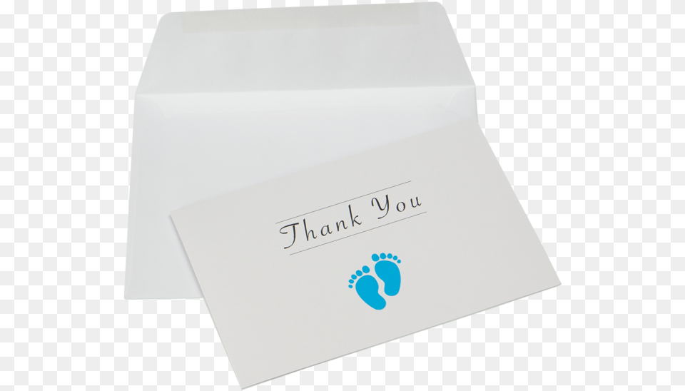Blue Baby Footprint Note Card Of Thanks With Plain Envelope, Paper Png
