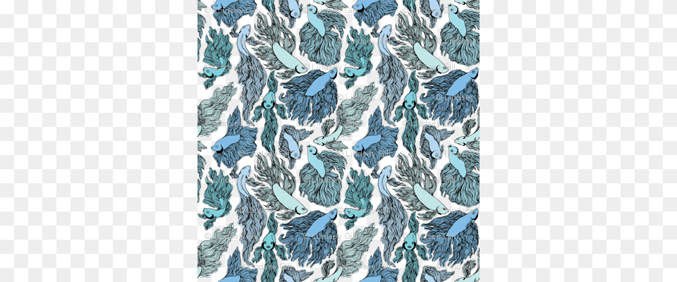 Blue Beta Fish Pattern Fish, Art, Collage, Home Decor, Painting Png