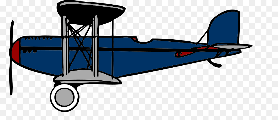 Blue Biplane With Red Wings Clipart For Web, Aircraft, Airplane, Transportation, Vehicle Png Image
