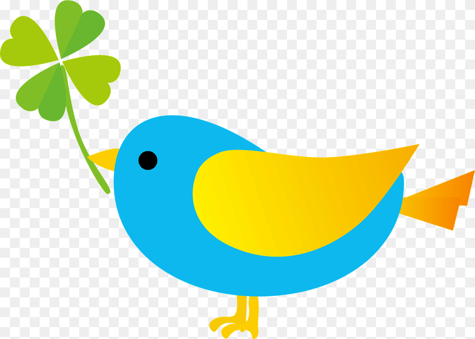 Blue Bird Holding Clover Clipart, Animal, Finch, Fish, Sea Life Free Transparent Png