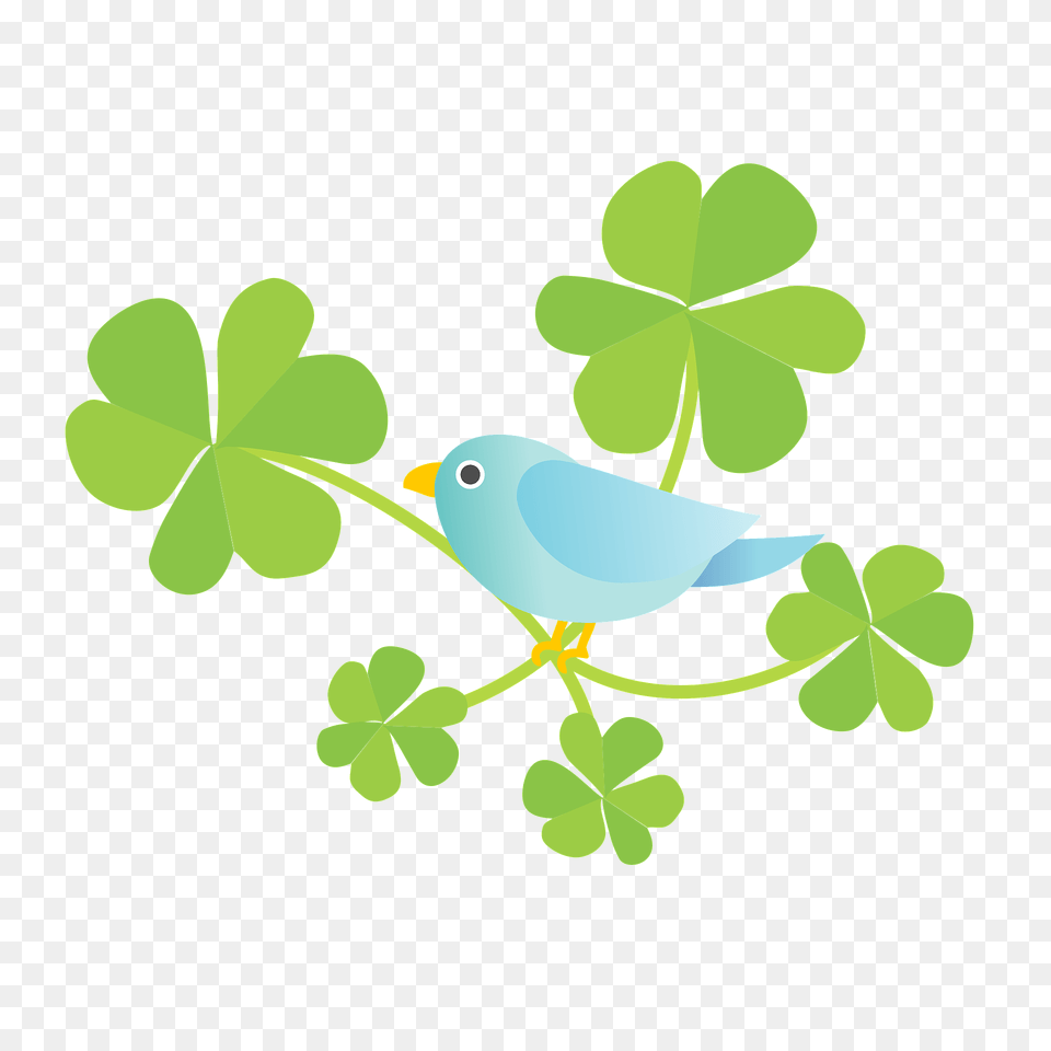 Blue Bird In The Clover Clipart, Leaf, Plant, Animal, Jay Free Png