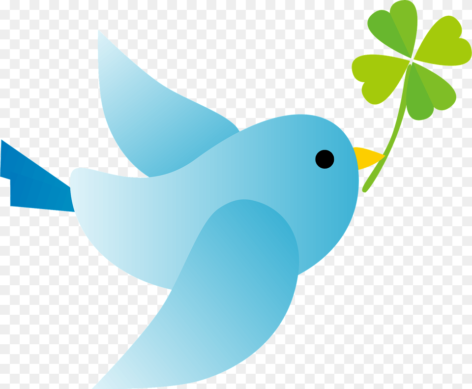 Blue Bird Is Holding Clover Clipart, Animal, Jay, Leaf, Plant Free Transparent Png