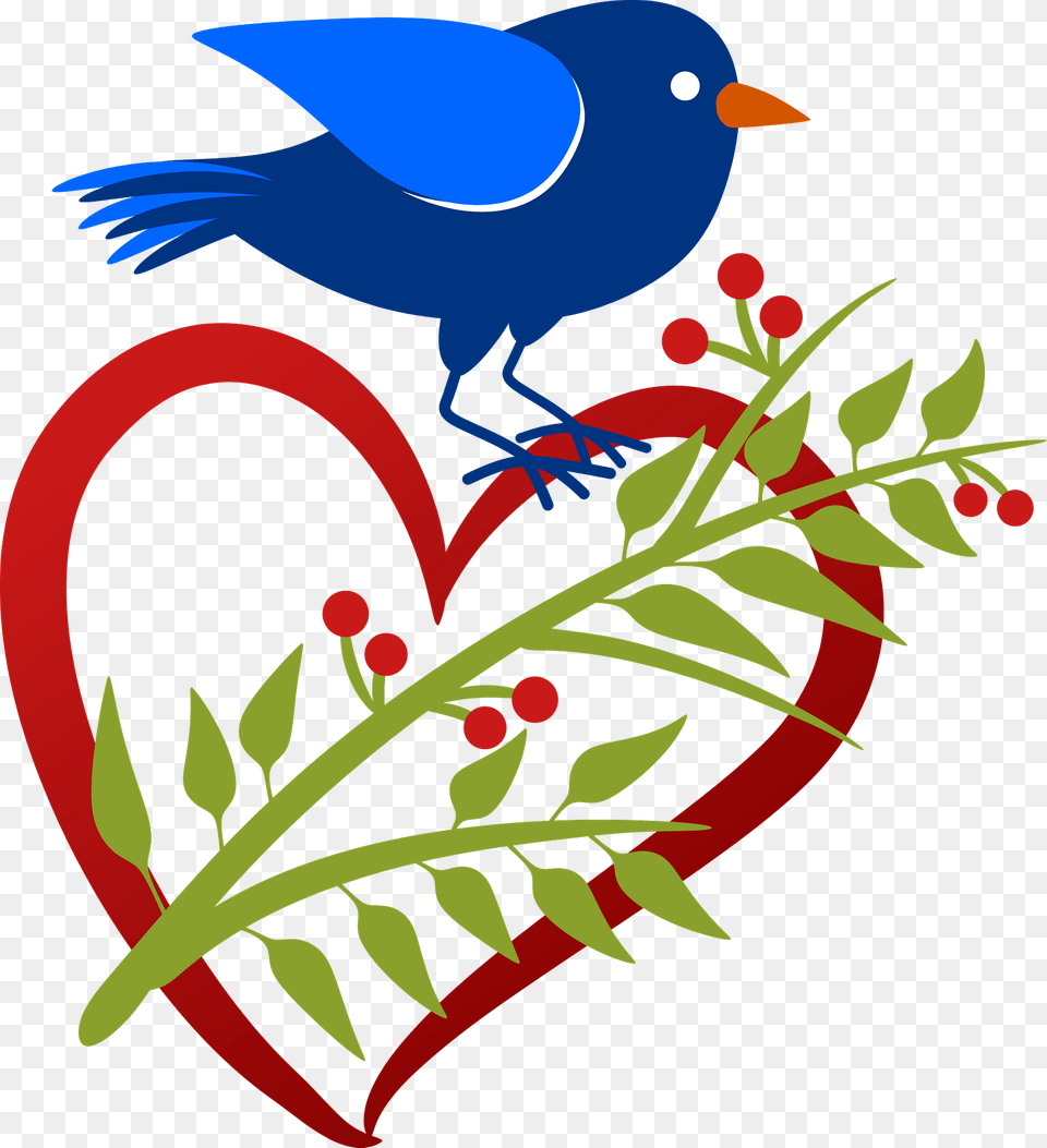 Blue Bird On A Heart Clipart, Animal, Jay, Art, Graphics Free Png