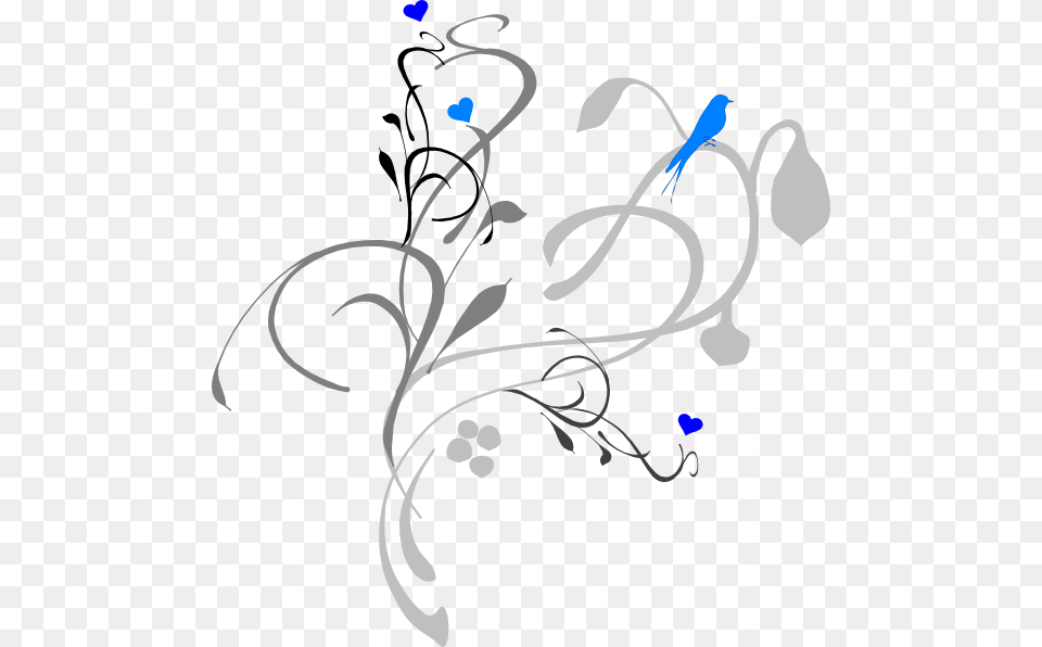Blue Bird On Grey Vine Svg Clip Arts Black And White Border Design Flower, Art, Floral Design, Graphics, Pattern Free Png