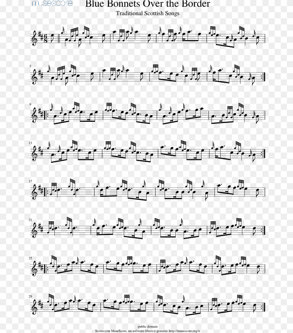 Blue Bonnets Over The Border Sheet Music For Bagpipe Let It Go Flute Sheet Music Free Png Download