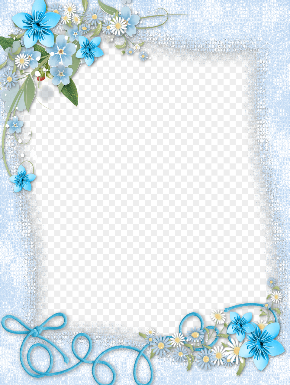 Blue Border With Corner Flower Accents Castello Aragonese, Pattern Png Image