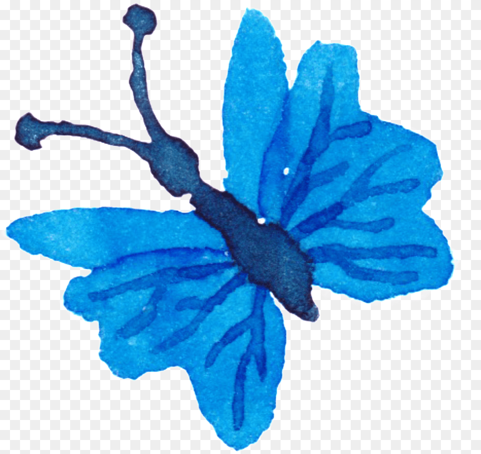Blue Butterfly Watercolor Hand Painted Decorative Watercolor Painting, Leaf, Plant, Flower, Person Free Transparent Png