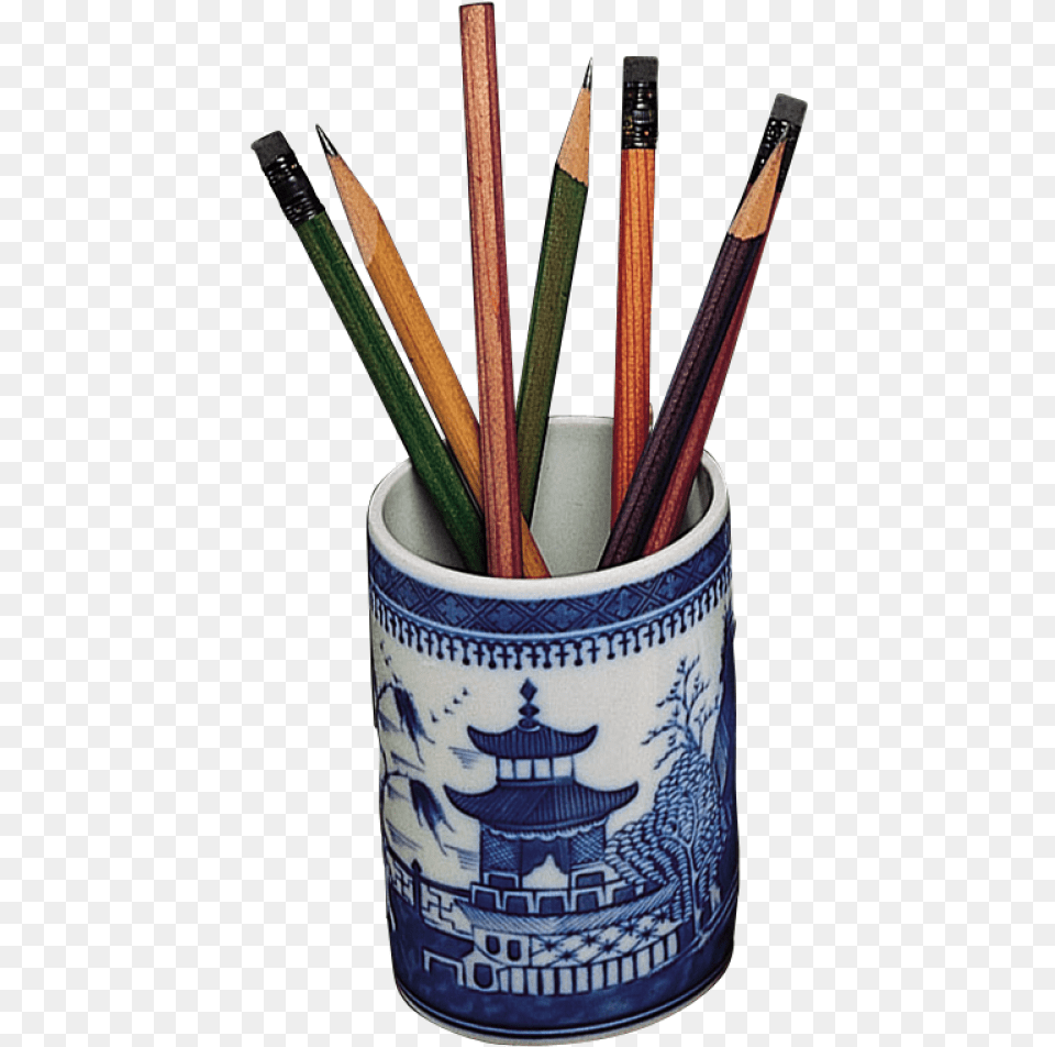 Blue Canton Pencil Cup Eye Liner, Art, Porcelain, Pottery, Smoke Pipe Free Png