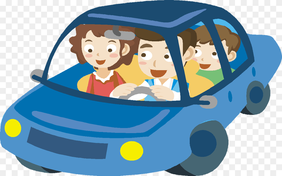 Blue Car Clipart Family Car Family Driving In A Car, Baby, Person, Face, Head Png Image