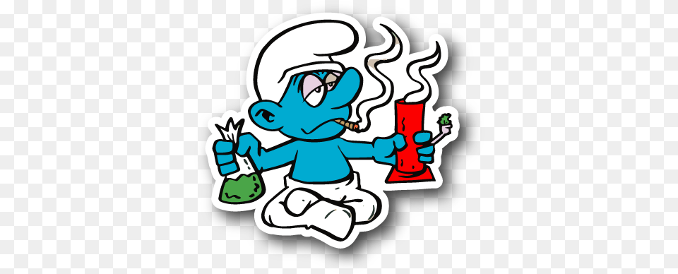 Blue Cartoon Hitting A Bong Sticker Weed Bong Stickers, Baby, Person, Face, Head Png