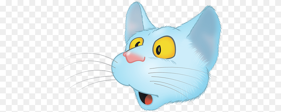 Blue Cat Emoji Messages Sticker 3 Cat Yawns, Animal, Mammal, Pet, Angora Free Png Download