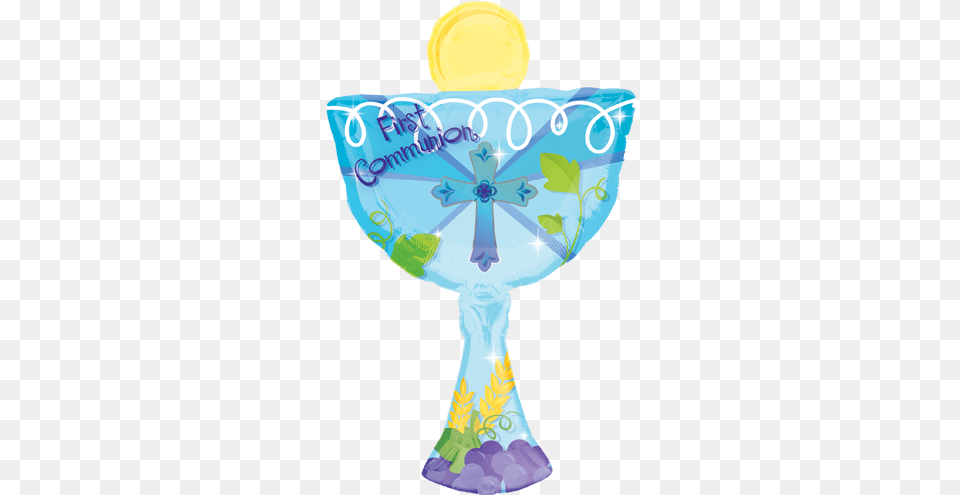 Blue Chalice Supershape Foil Balloon Communion Chalice Blue, Glass, Goblet, Person Png