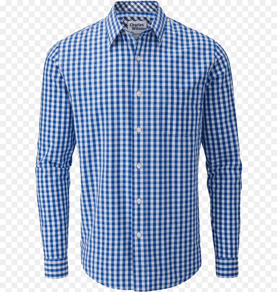 Blue Check Shirts Download Button, Clothing, Dress Shirt, Long Sleeve, Shirt Free Png