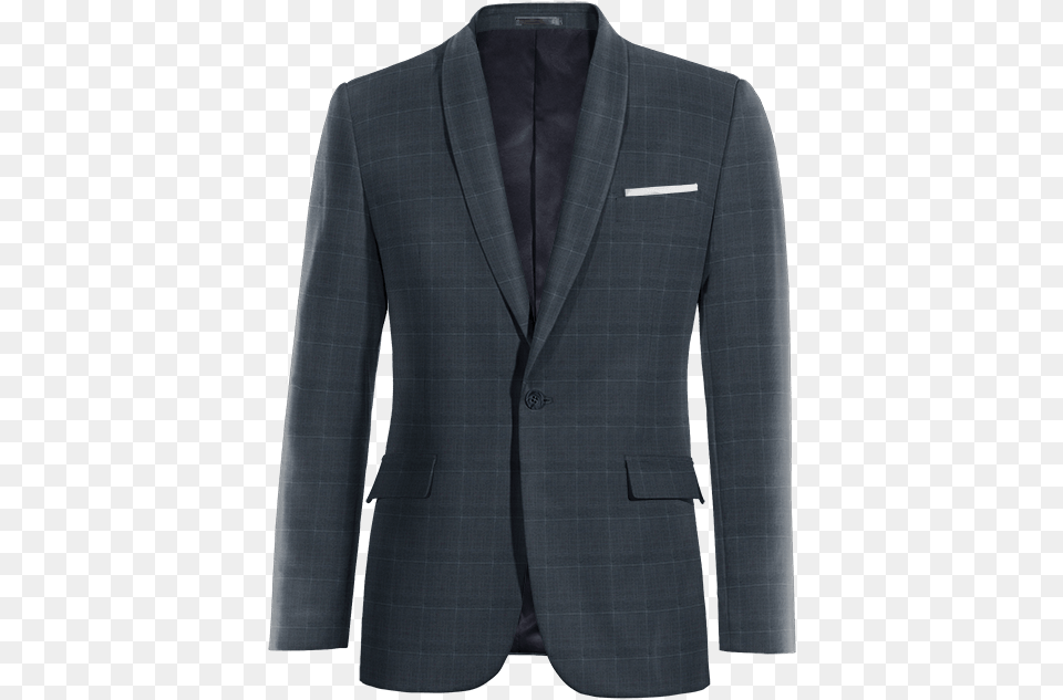 Blue Checked Merino Wool Blazer, Clothing, Coat, Formal Wear, Jacket Free Png