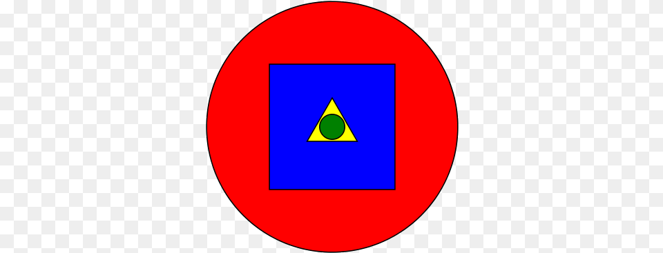 Blue Circle In Red Square, Triangle, Disk Png Image