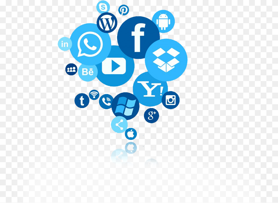 Blue Circles With White Social Media Icons Inside And Circle Social Media Icon, Art, Graphics Free Png Download